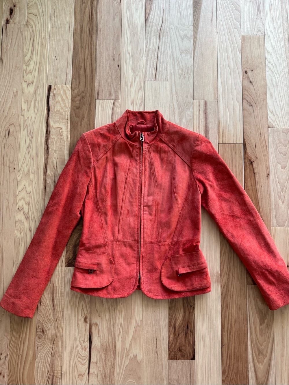 Alfani Red Leather Zip-Front Jacket